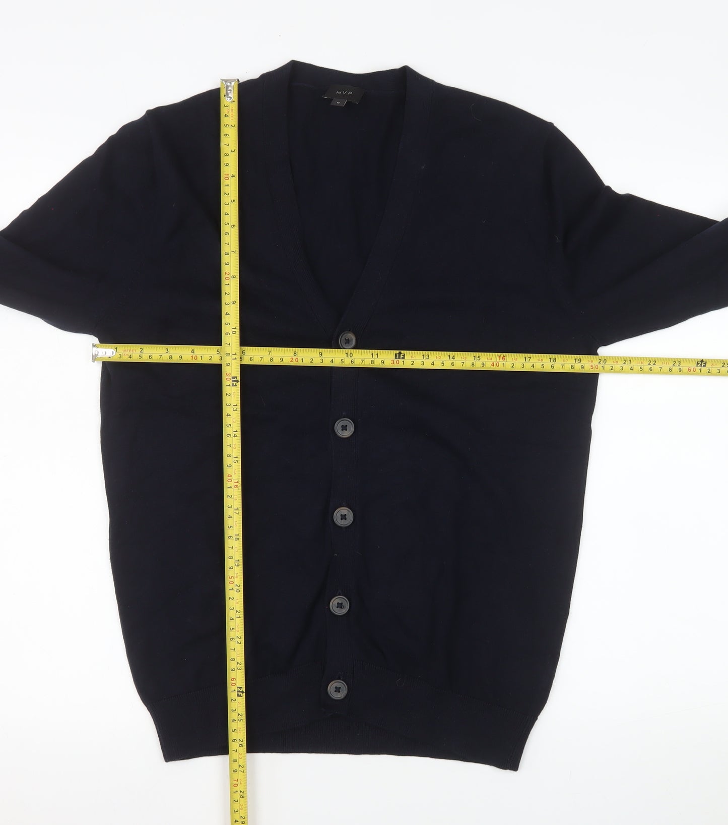 MVP Men's Blue Cotton V-Neck Button Cardigan Size M