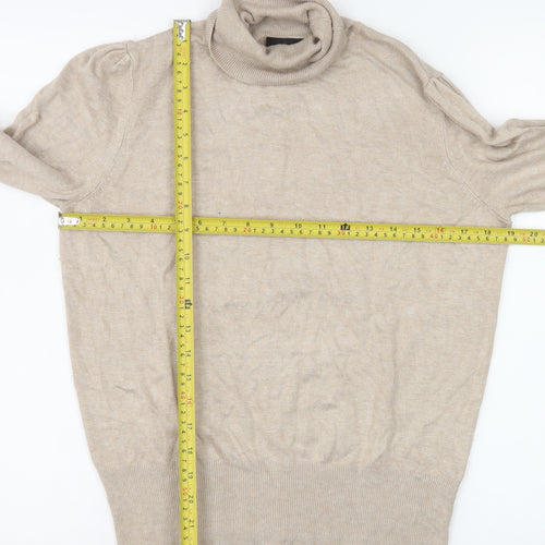 Wallis Women Beige Roll Neck Long Sleeve Knit Jumper Size 14