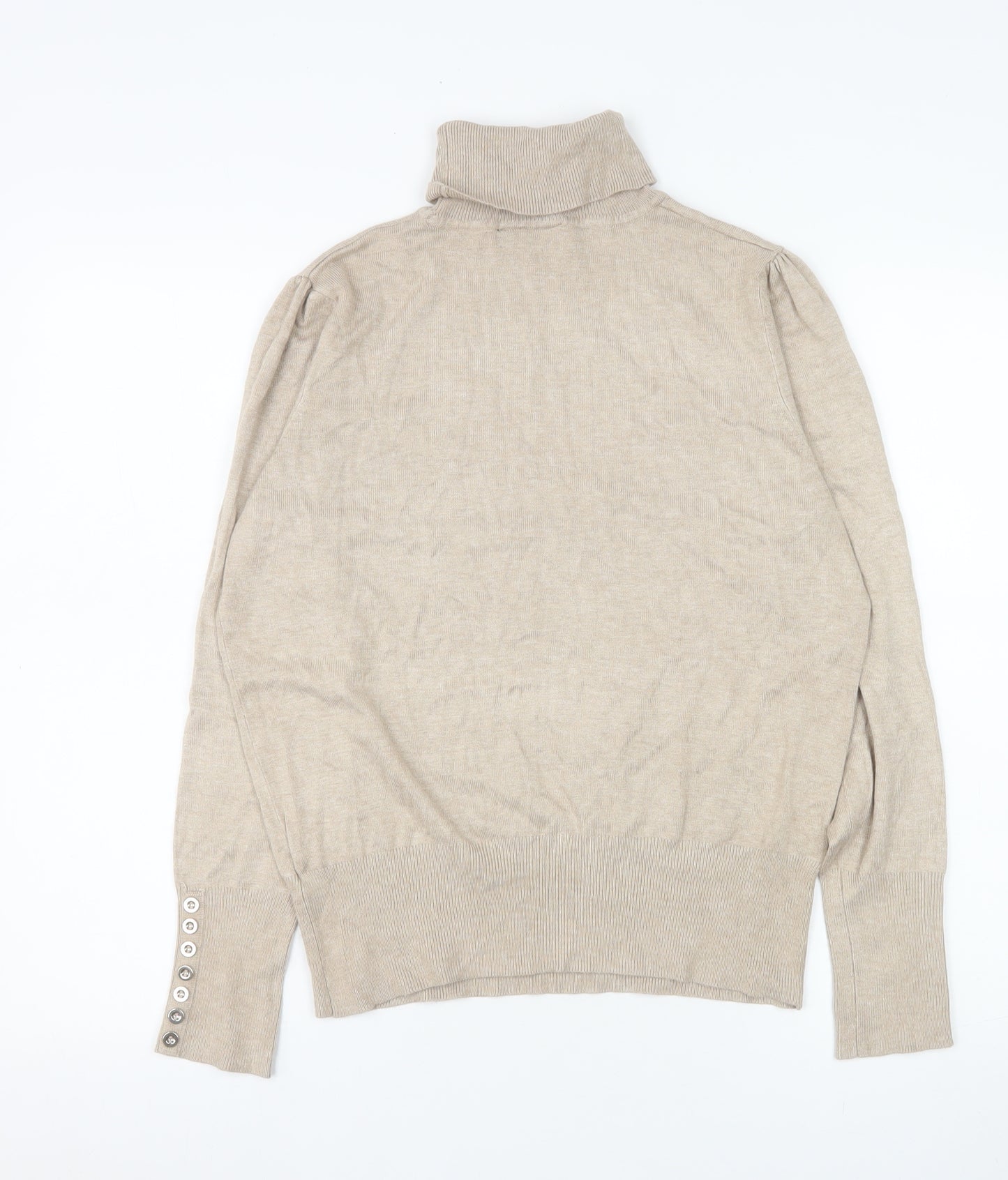 Wallis Women Beige Roll Neck Long Sleeve Knit Jumper Size 14
