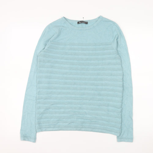 Bonmarché Women Blue Small Viscose Knit Long Sleeve Pullover Jumper