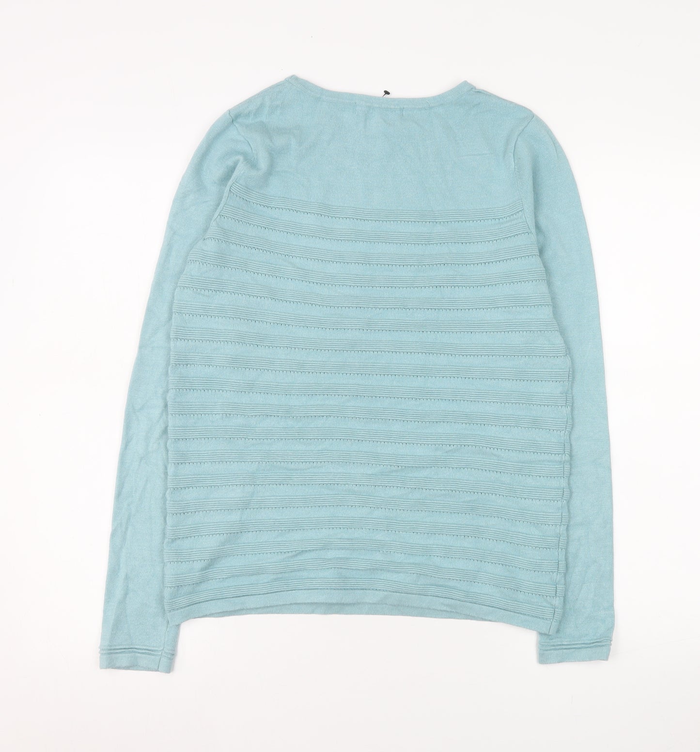 Bonmarché Women Blue Small Viscose Knit Long Sleeve Pullover Jumper