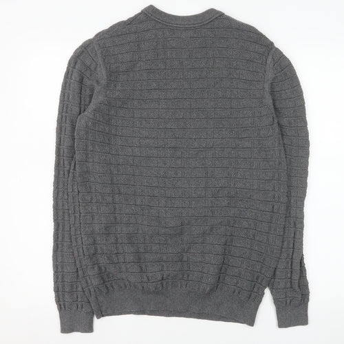 Nigel Hall Men's Grey Cotton Waffle Knit Crew Neck Jumper M