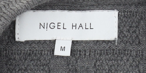 Nigel Hall Men's Grey Cotton Waffle Knit Crew Neck Jumper M