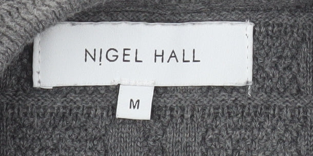 Nigel Hall Men's Grey Cotton Waffle Knit Crew Neck Jumper M