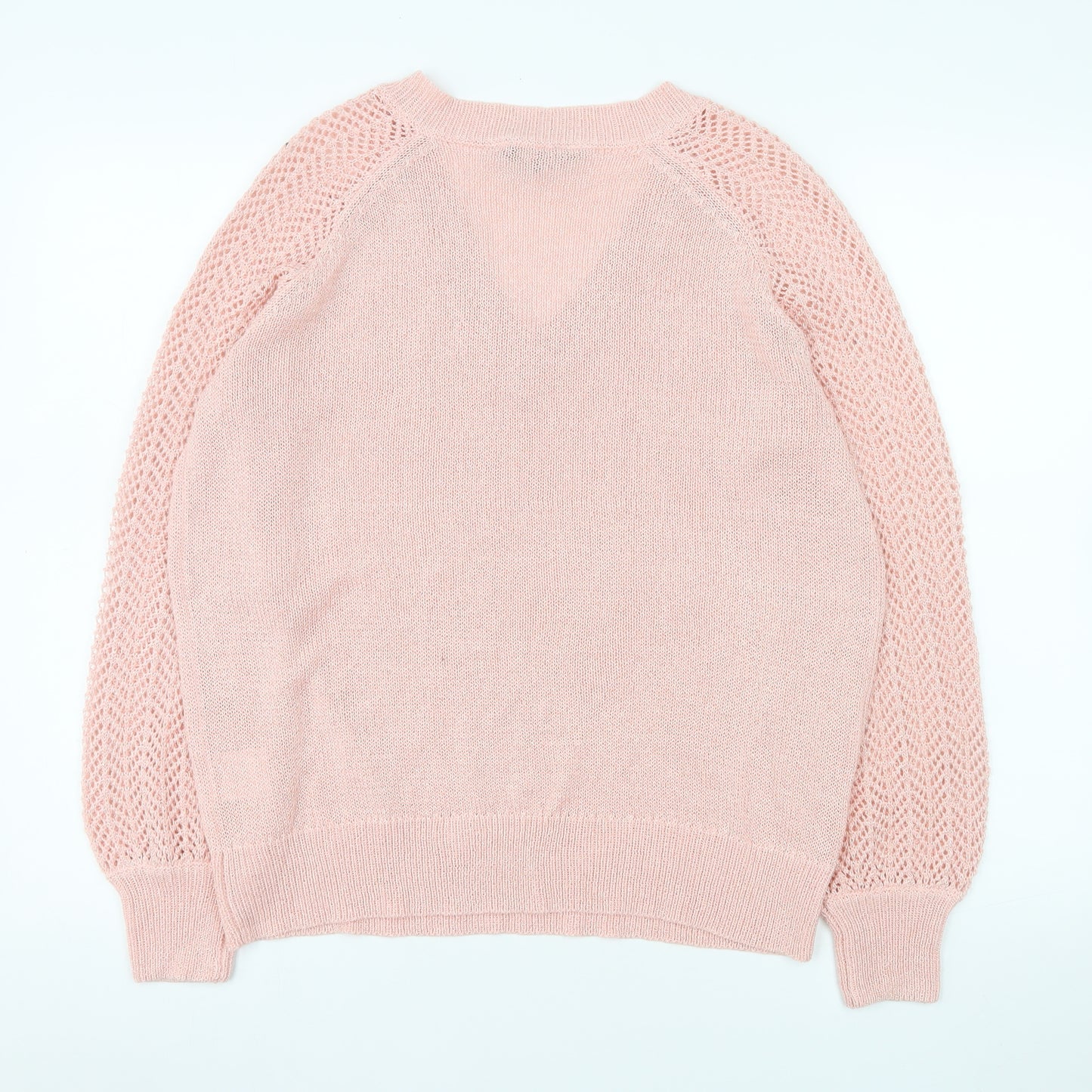 Sosandar Women Pink V-Neck Knit Jumper Size S Lightweight Acrylic Blend