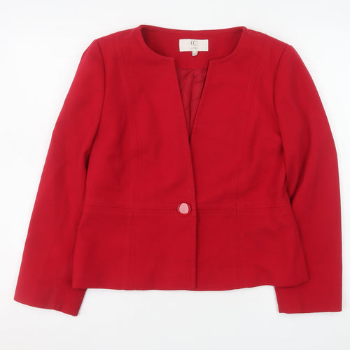 CC Petite Red One-Button Suit Jacket Size 10 Womens Classic Fit