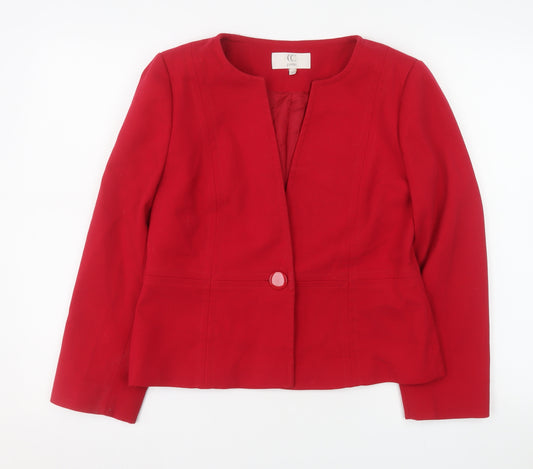 CC Petite Red One-Button Suit Jacket Size 10 Womens Classic Fit