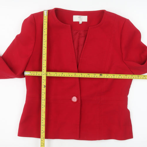 CC Petite Red One-Button Suit Jacket Size 10 Womens Classic Fit