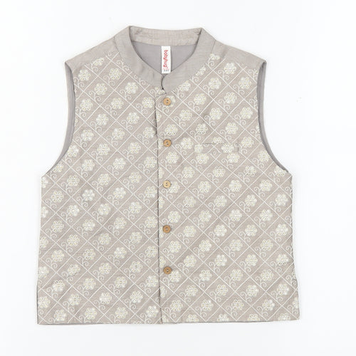 Babyhug Boys Grey Printed Polyester Waistcoat 3-4 Years Formal Traditional