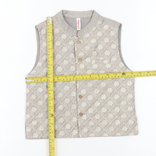 Babyhug Boys Grey Printed Polyester Waistcoat 3-4 Years Formal Traditional