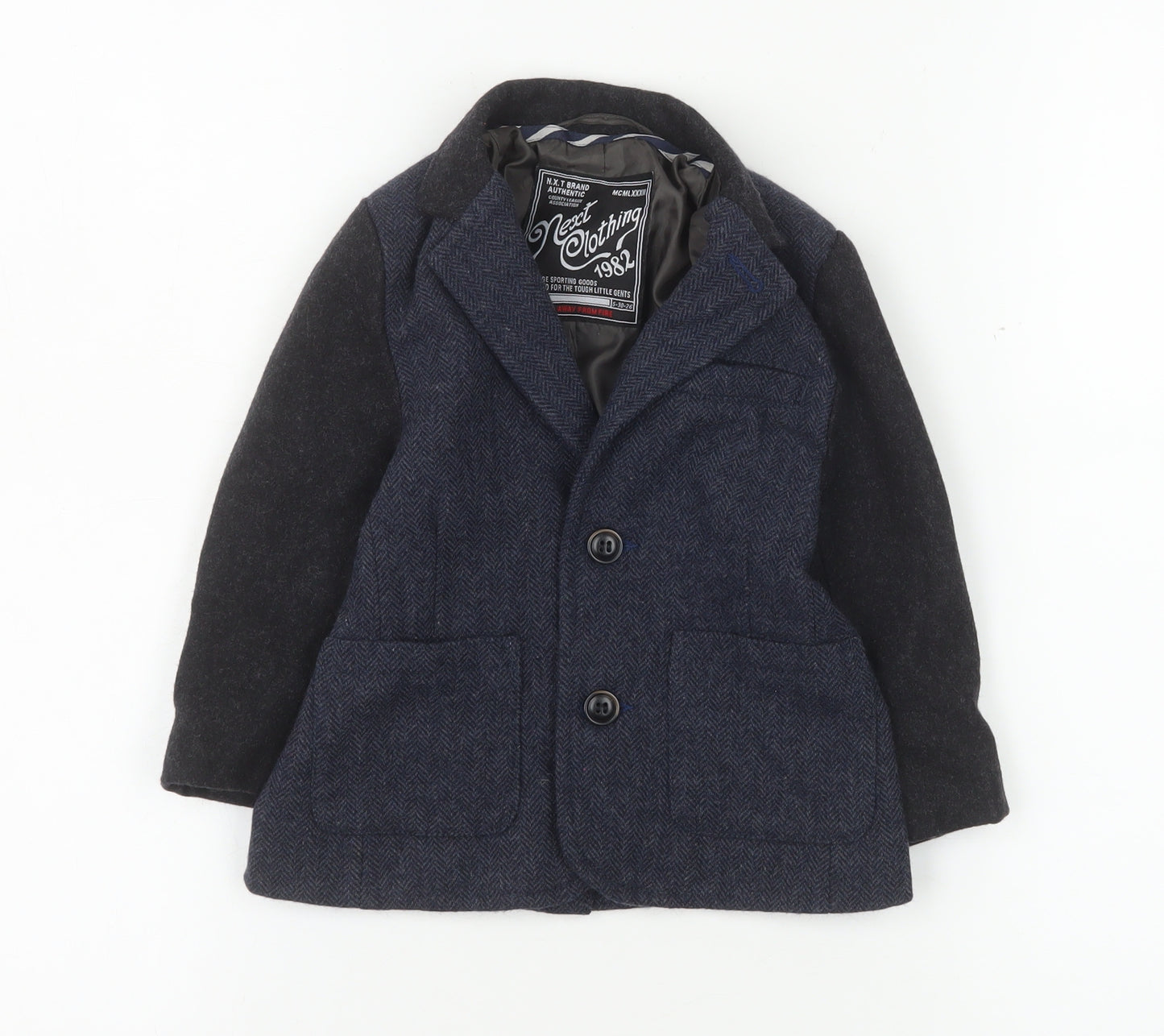 Next Boys Navy Wool Blend Suit Jacket 12-18 Months Classic Formal Blazer