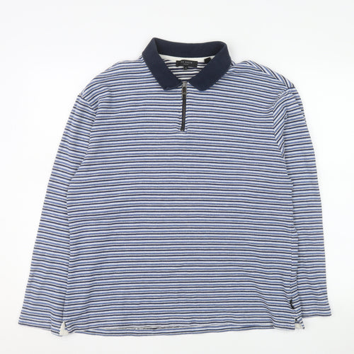 Ted Baker Men's Blue Striped Collared 1/2 Zip Sweatshirt Size L