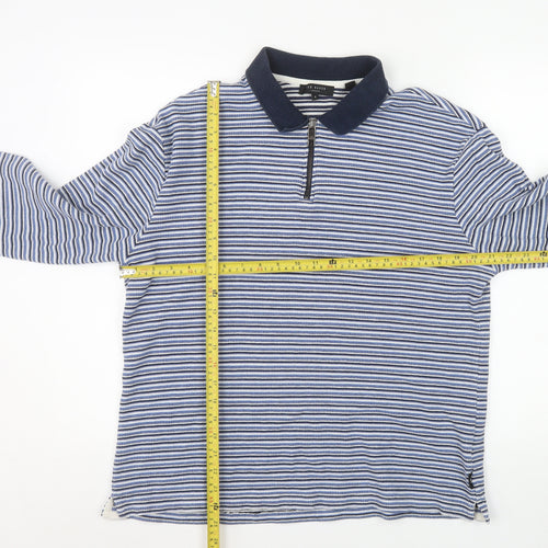 Ted Baker Men's Blue Striped Collared 1/2 Zip Sweatshirt Size L