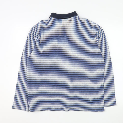 Ted Baker Men's Blue Striped Collared 1/2 Zip Sweatshirt Size L