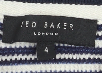 Ted Baker Men's Blue Striped Collared 1/2 Zip Sweatshirt Size L