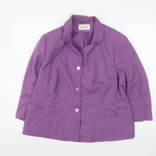 Eastex Womens Purple Size 16 Classic Lined Blazer Jacket