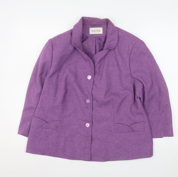 Eastex Womens Purple Size 16 Classic Lined Blazer Jacket