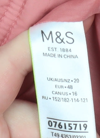 Marks and Spencer Womens Pink Long Puffer Coat Size 20
