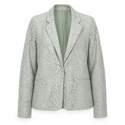 MNG Women Grey Floral Lace Blazer Jacket Size 14 Tailored Formal