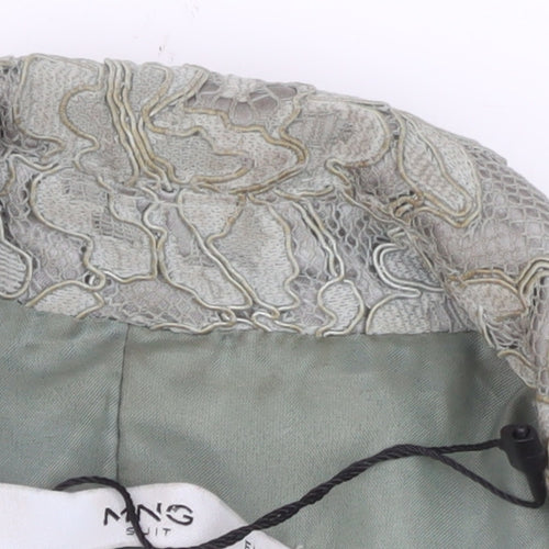 MNG Women Grey Floral Lace Blazer Jacket Size 14 Tailored Formal