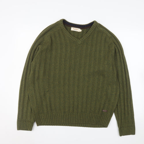 PG Field Men’s Green V-Neck Acrylic Knit Jumper Size L