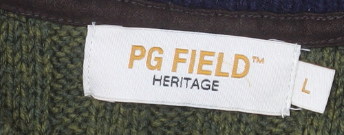 PG Field Men’s Green V-Neck Acrylic Knit Jumper Size L