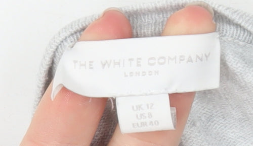 The White Company Women Grey Size 12 Lightweight Open Knit Cardigan