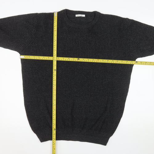 Exact Men’s Black Cotton Crew Neck Knit Jumper Size L