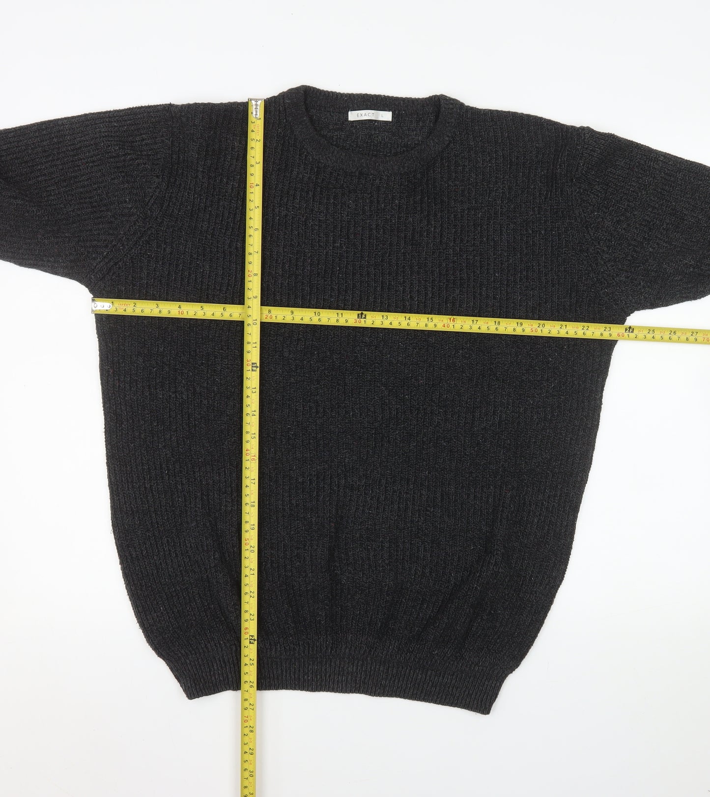 Exact Men’s Black Cotton Crew Neck Knit Jumper Size L