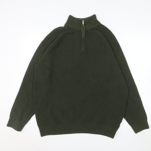 Tu Men’s Green 1/4 Zip Knit Pullover Sweatshirt Size L