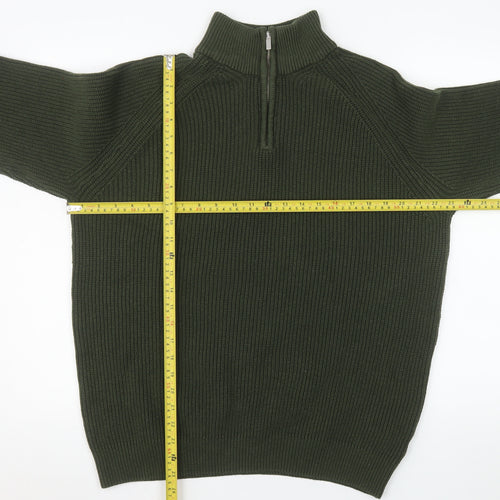Tu Men’s Green 1/4 Zip Knit Pullover Sweatshirt Size L