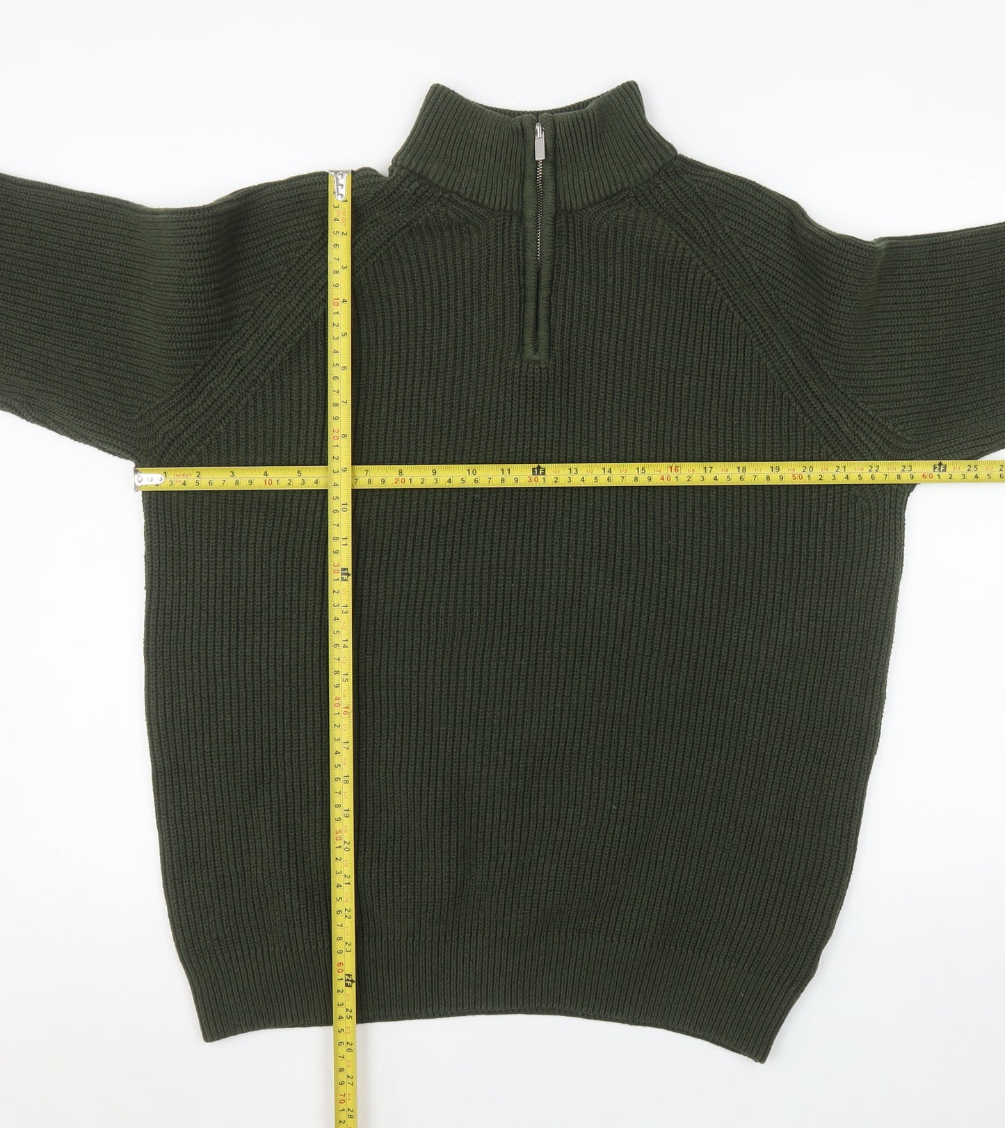 Tu Men’s Green 1/4 Zip Knit Pullover Sweatshirt Size L