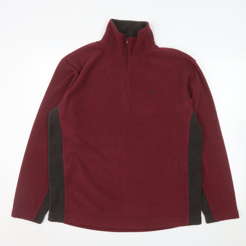 Hawkshead Men's Red Fleece 1/4 Zip Pullover Sweatshirt Size L