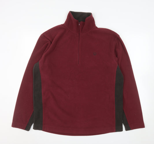 Hawkshead Men's Red Fleece 1/4 Zip Pullover Sweatshirt Size L