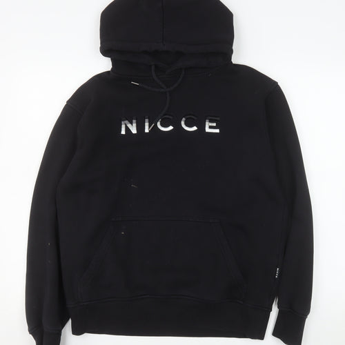 NICCE Mens Black Pullover Hoodie Fleece Logo M Regular Fit