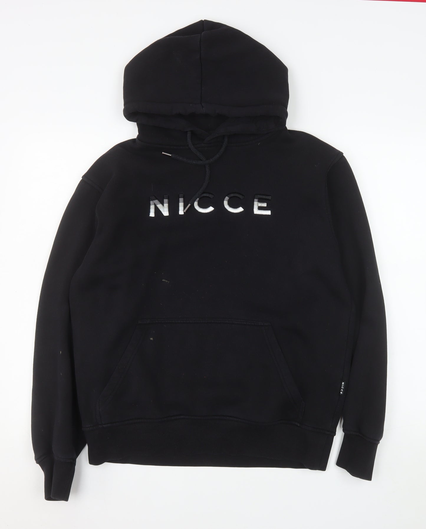 NICCE Mens Black Pullover Hoodie Fleece Logo M Regular Fit