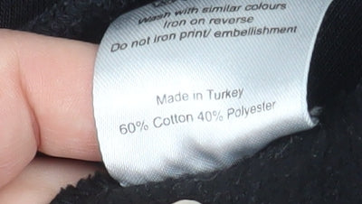 NICCE Mens Black Pullover Hoodie Fleece Logo M Regular Fit