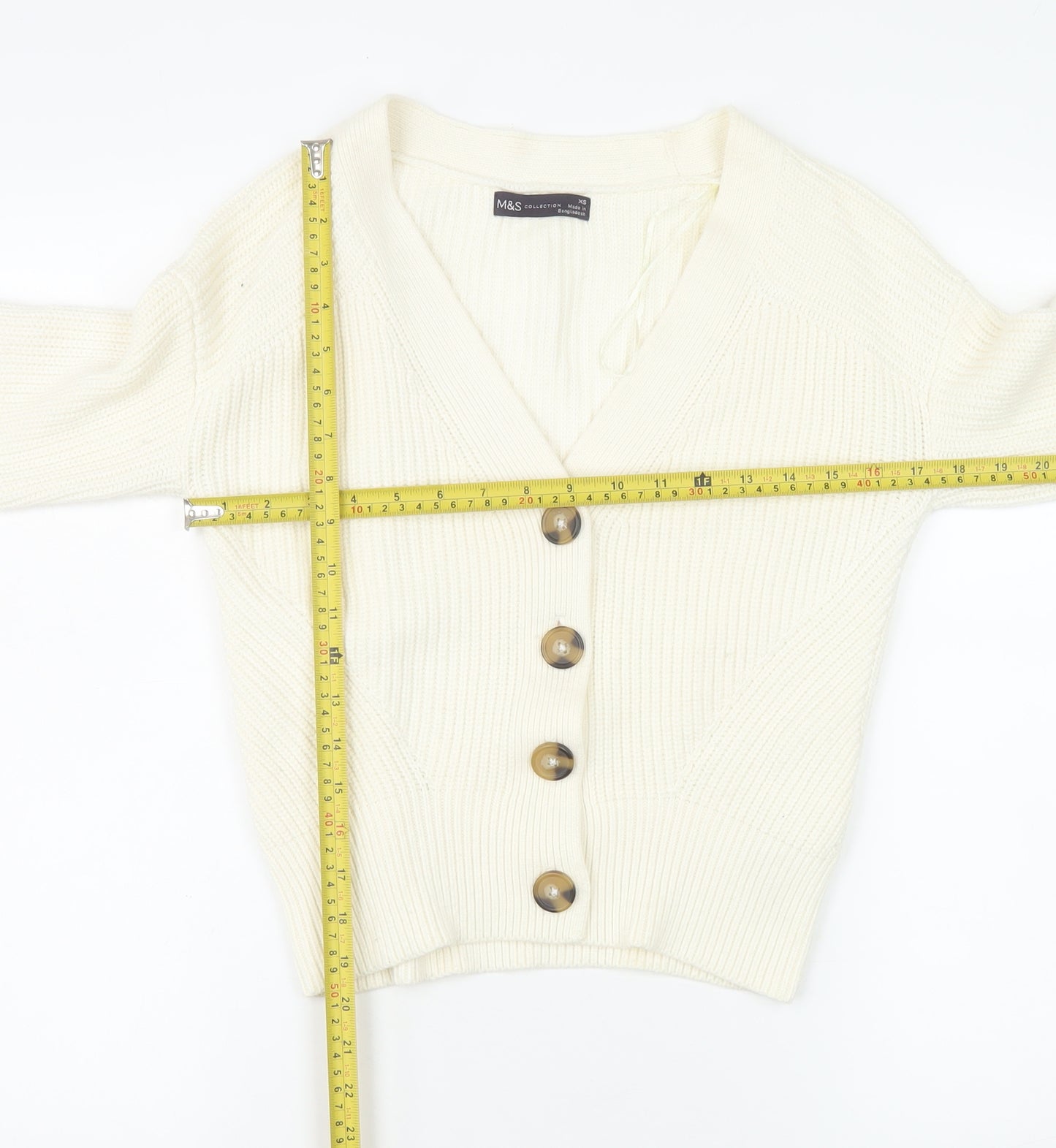 Marks and Spencer Womens Ivory XS Chunky Knit Button Cardigan
