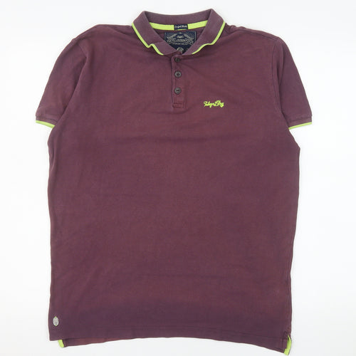 Tokyo Laundry Men's Purple Collared Cotton Polo Shirt Size M
