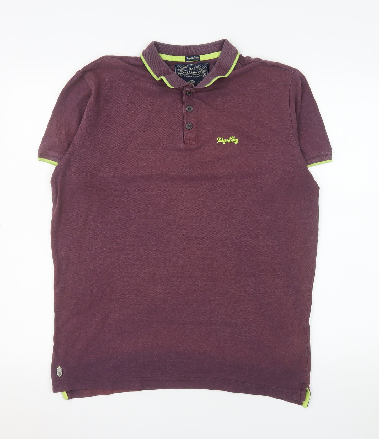Tokyo Laundry Men's Purple Collared Cotton Polo Shirt Size M