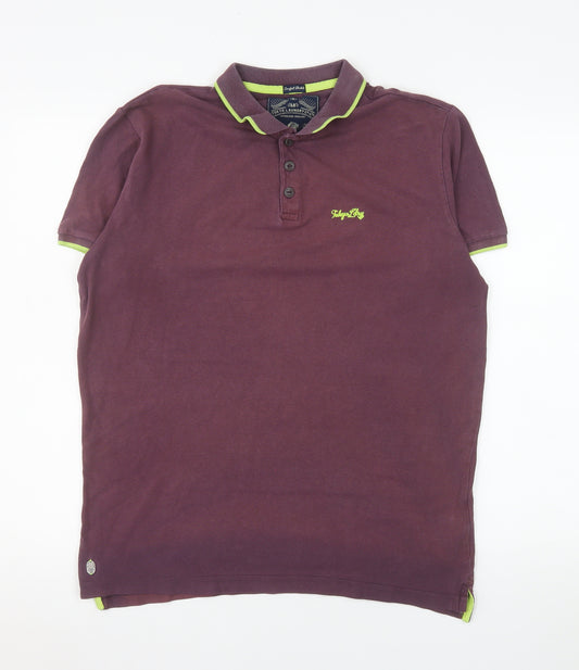 Tokyo Laundry Men's Purple Collared Cotton Polo Shirt Size M