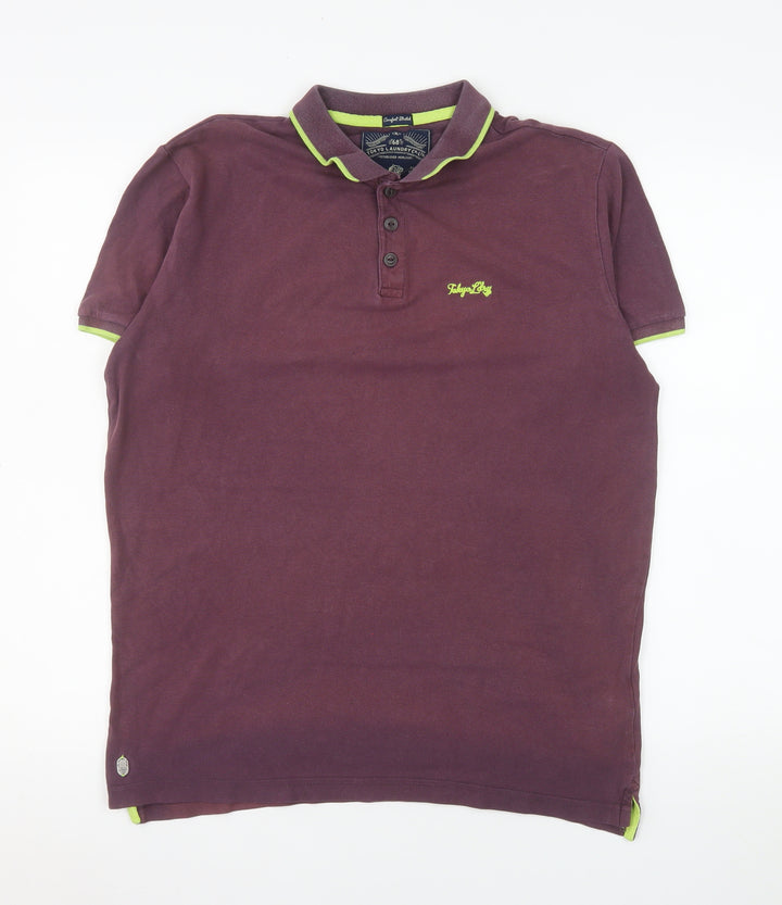 Tokyo Laundry Men's Purple Collared Cotton Polo Shirt Size M