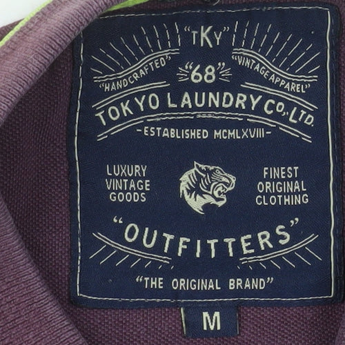 Tokyo Laundry Men's Purple Collared Cotton Polo Shirt Size M