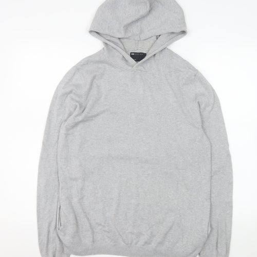 ASOS DESIGN Mens Grey Knit Pullover Hoodie Size S Regular Fit