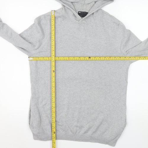 ASOS DESIGN Mens Grey Knit Pullover Hoodie Size S Regular Fit