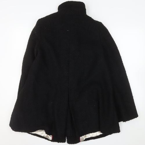 Monsoon Womens Black Wool Blend Mid-Length Overcoat Size 8