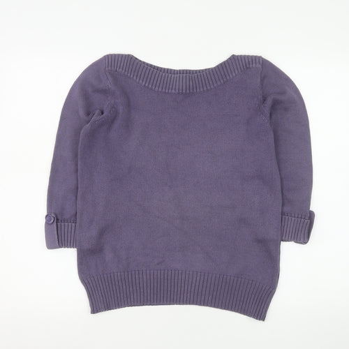 Marks & Spencer Women’s Purple Cotton Knit 3/4 Sleeve Pullover Jumper UK 12