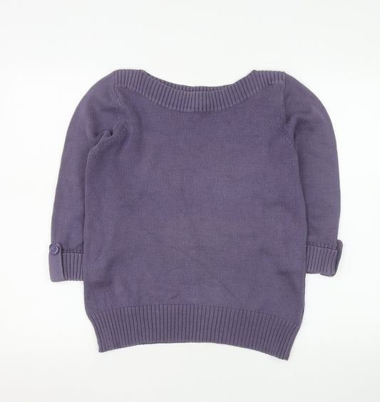 Marks & Spencer Women’s Purple Cotton Knit 3/4 Sleeve Pullover Jumper UK 12