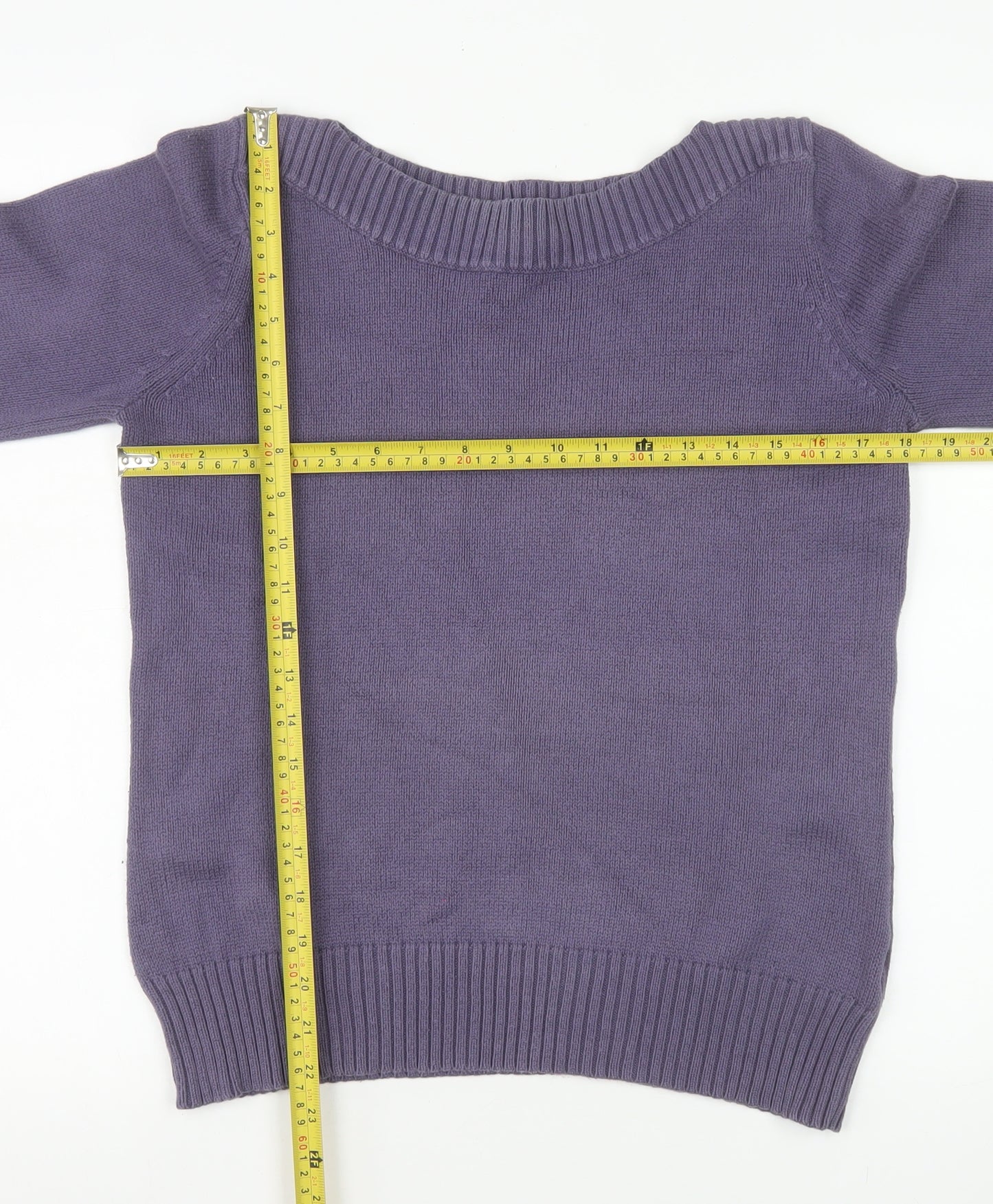 Marks & Spencer Women’s Purple Cotton Knit 3/4 Sleeve Pullover Jumper UK 12
