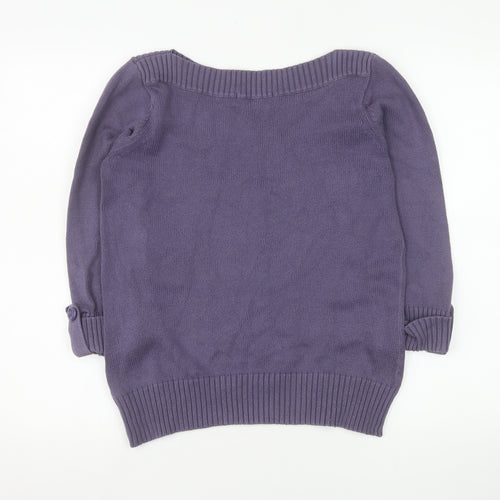 Marks & Spencer Women’s Purple Cotton Knit 3/4 Sleeve Pullover Jumper UK 12